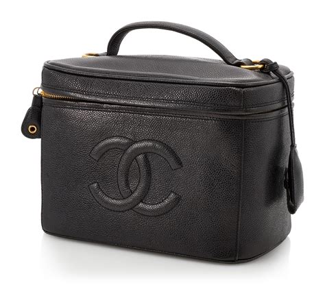 vintage chanel black leather vanity bag|used Chanel vanity bags.